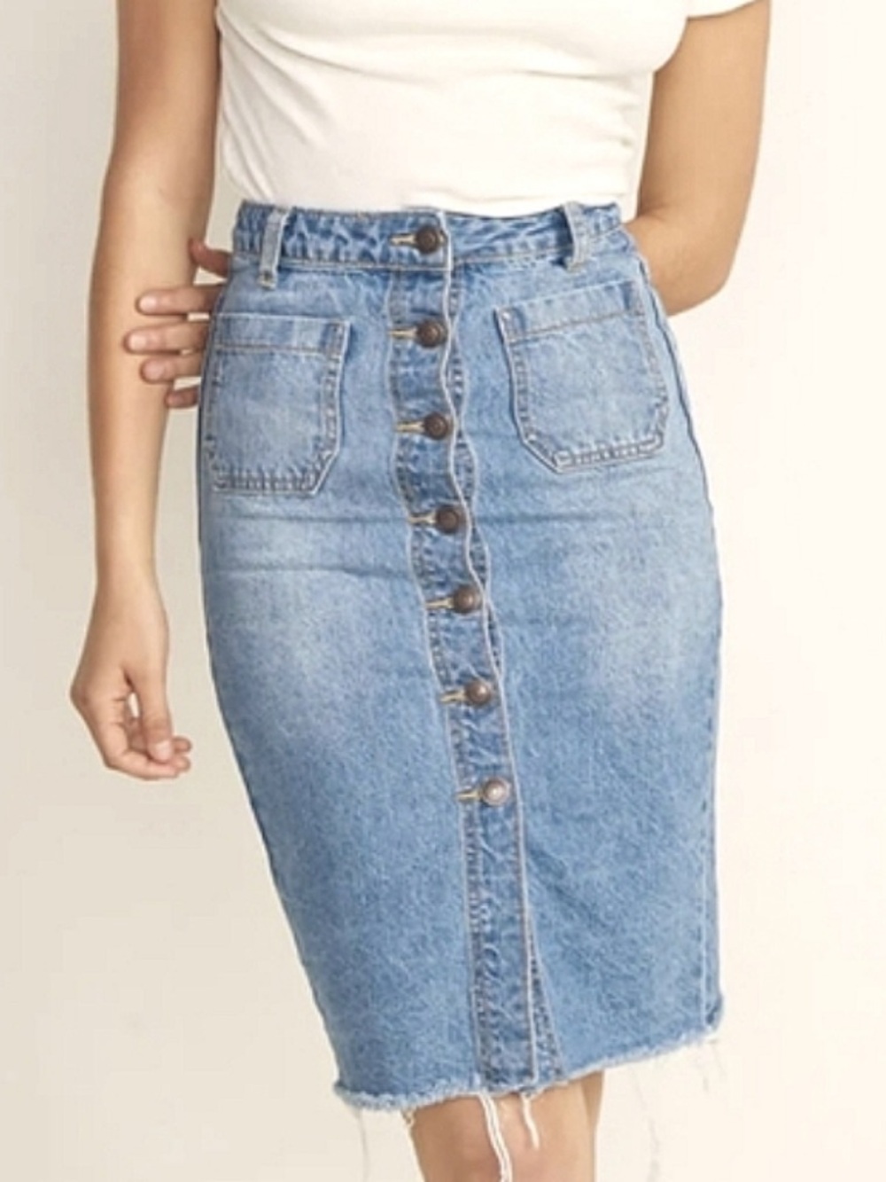 Marine Layer Brooke Denim Button Down Skirt